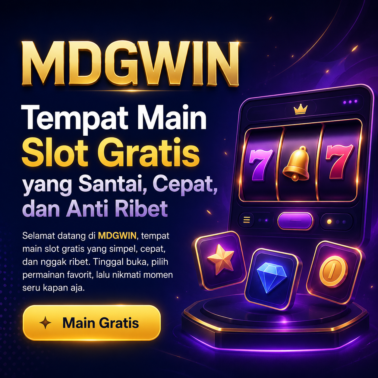 Tampilan utama MDGWIN untuk main slot gratis